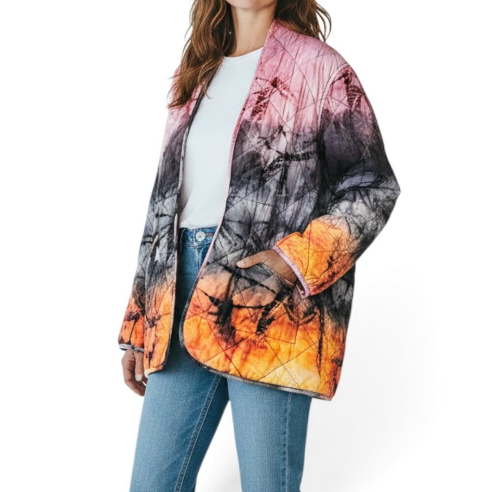 Johnny Was CALMÉ Tie Dye Quilted Kimono Jacket Size Small Boho